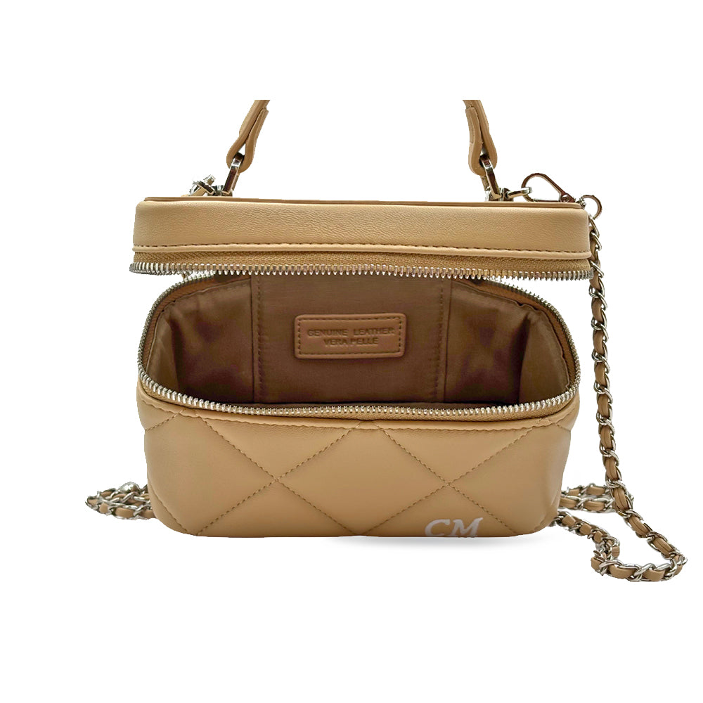 CM Mini Nicola, Personalised Bag, in Beige Leather