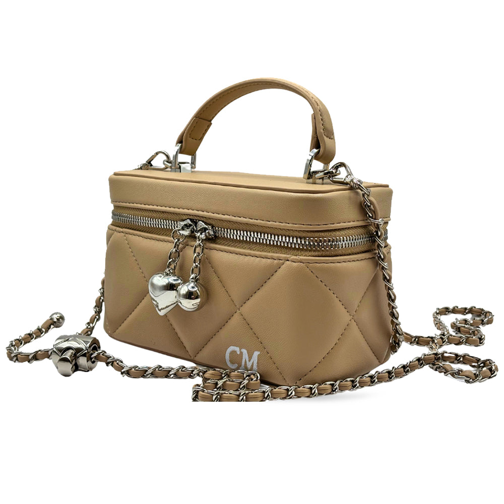 CM Mini Nicola, Personalised Bag, in Beige Leather