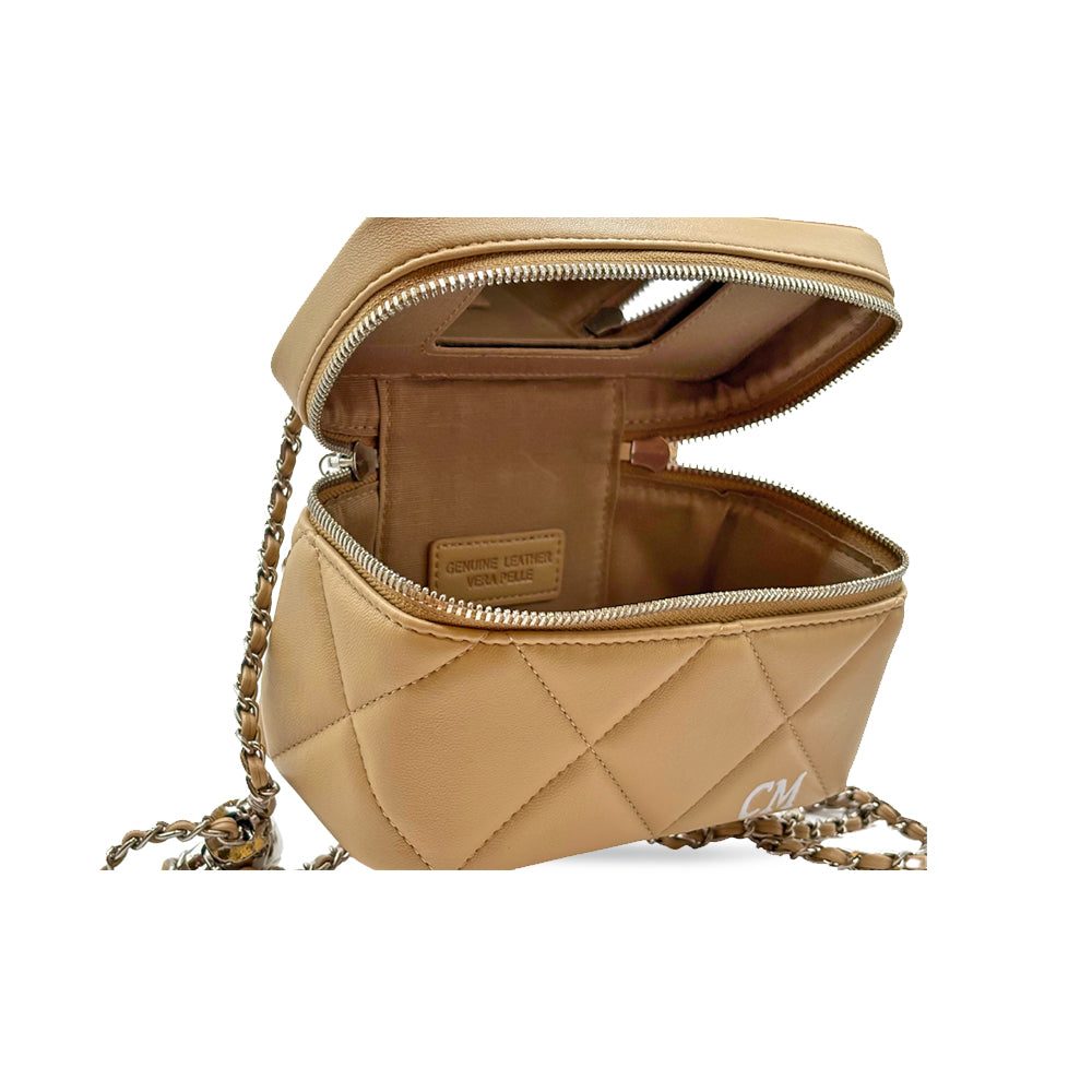CM Mini Nicola, Personalised Bag, in Beige Leather