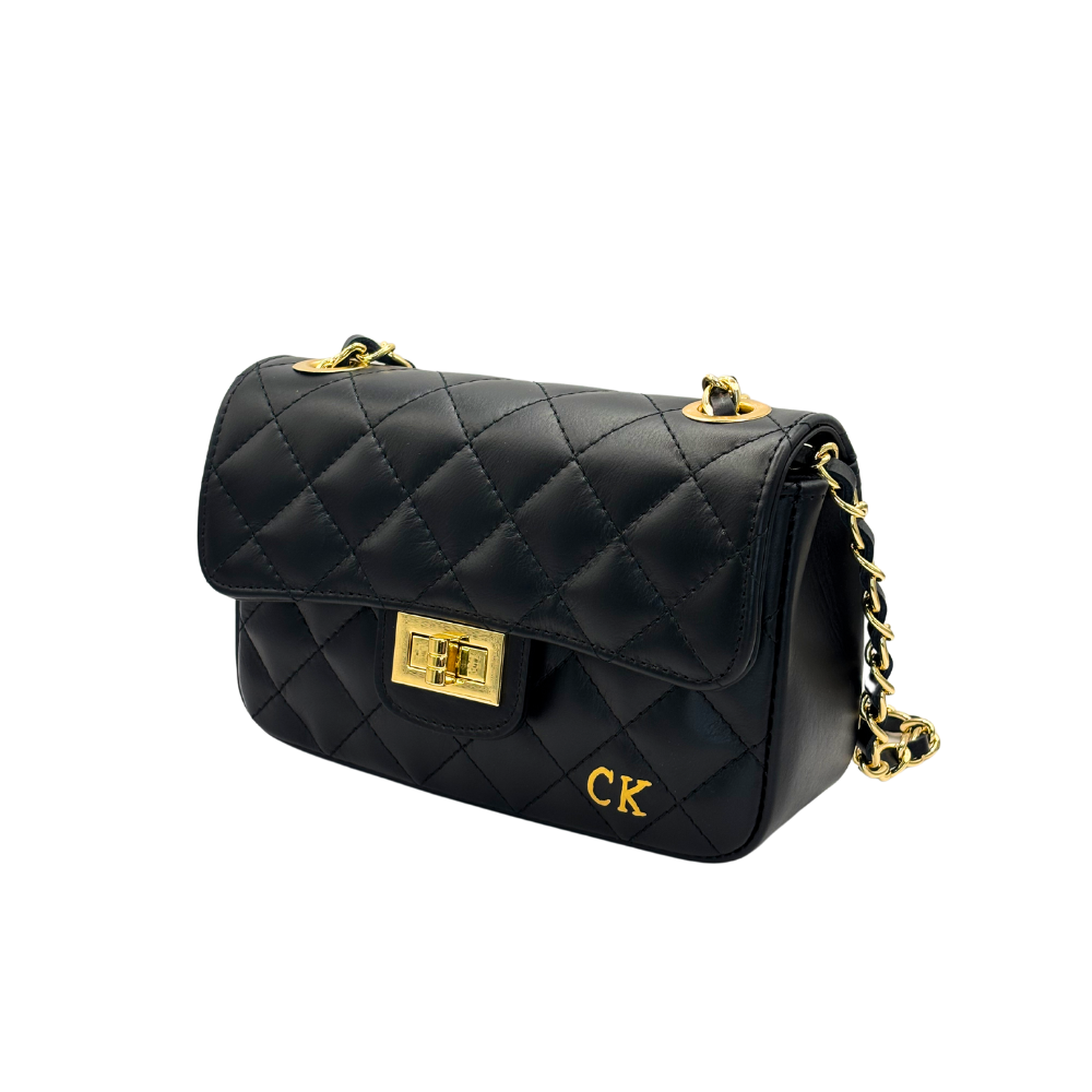 CM Mini Kelly Flap, Personalised Bag, in Black Leather