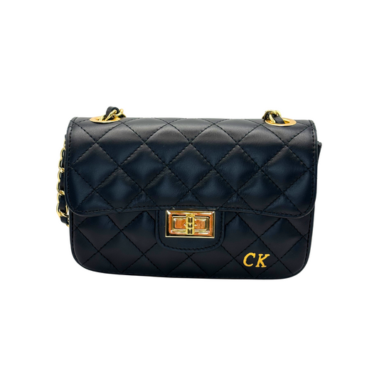 CM Mini Kelly Flap, Personalised Bag, in Black Leather