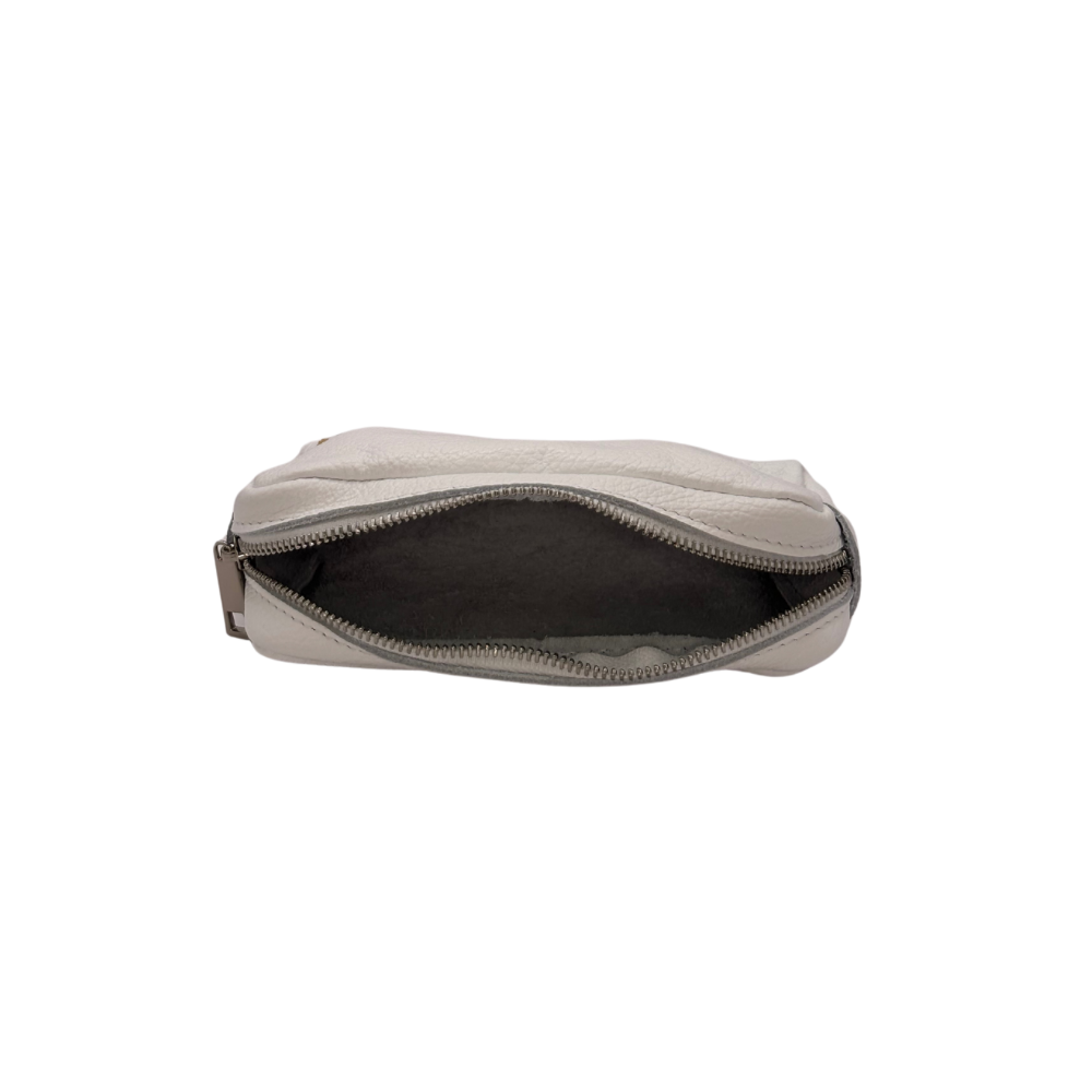 CM Makeup Bag, Personalised, in White Leather