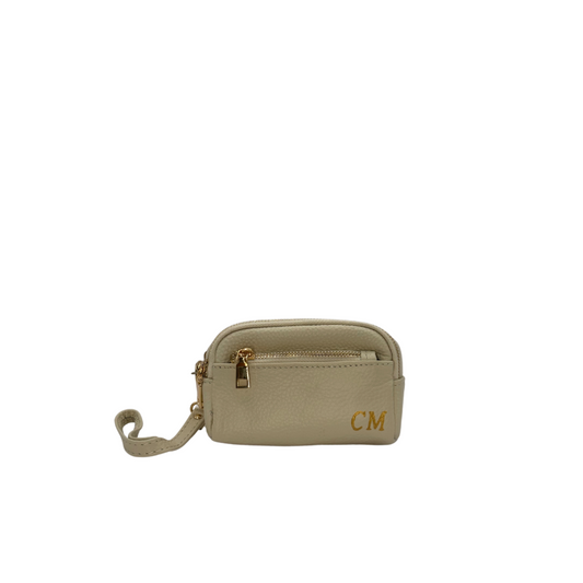 CM Mini Pochette, Personalised, in Beige Leather