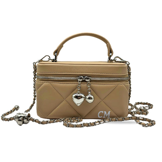 CM Mini Nicola, Personalised Bag, in Beige Leather